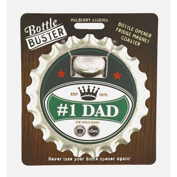 #1 Dad Bottle Buster Bottle Opener Fridge Magnet Coaster Pre-Personalized - Picture 1 of 1